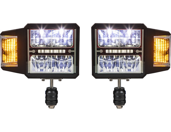 SAM Universal Heated LED Snow Plow Headlights with Multi-Mount Signal