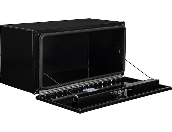 18x18x48 Inch Pro Series Black Smooth Aluminum Underbody Truck Box with Barn Door - Double Barn Door, 3-point Compression Latch