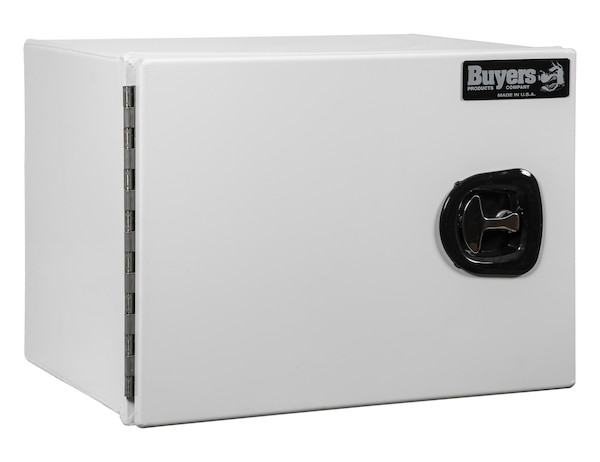 18x18x24 Inch Pro Series White Smooth Aluminum Underbody Truck Box - Single Barn Door, Compression Latch