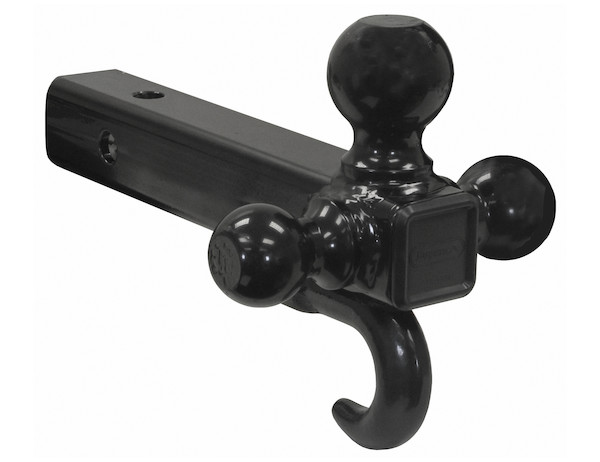 Tri-Ball Hitch Tubular Shank With Black Balls And Recovery Hook