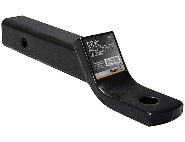 2 Inch Ball Mount With 2 Inch Drop x 10 Inch Long Tube Black
