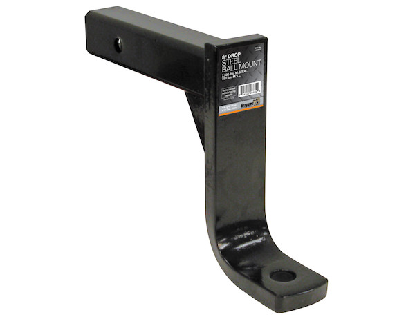 2 Inch Ball Mount With 8 Inch Drop x 10 Inch Long Tube Black