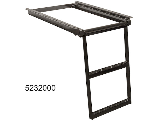 2-Rung Black Black Powder-Coated Retractable Truck Step