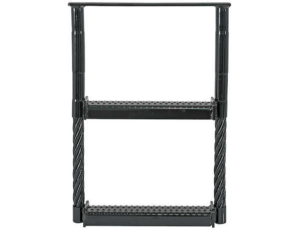 Black Powder Coated 2-Rung Cable Type Truck Step - 24 x 17.5 x 1.38 Inch Deep