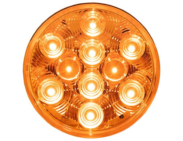 4 Inch Amber Round Turn Signal Light Kit with 10 LEDs (PL-3 Connection, Light Only)
