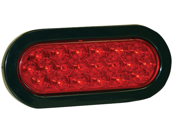 6 Inch Red Oval Stop/Turn/Tail Light with 20 LEDs Kit (PL-3 Connection, Includes Grommet and Plug)