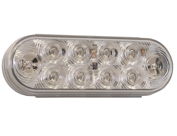 6 Inch Oval Stop/Turn/Tail Light With 10 Red LEDs, Clear Lens