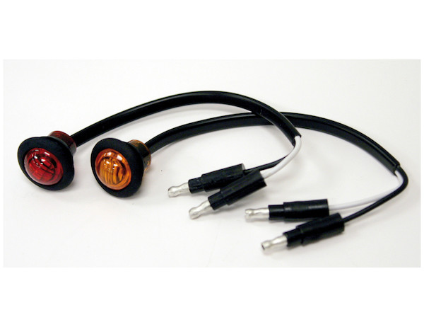 .75 Inch Round Marker Clearance Lights - 3 LED Amber With Male Bullets