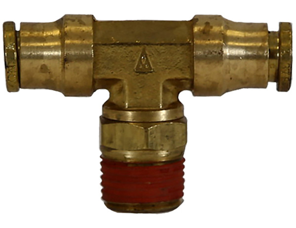 Brass DOT Push-In Swivel Male Branch Tee 3/8 Inch Tube OD x 1/4 Inch Pipe Thread