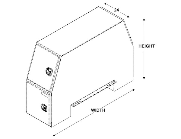 65x24x82 Inch Offset Floor Diamond Tread Aluminum Backpack Truck Box - 13.4 Inch Offset