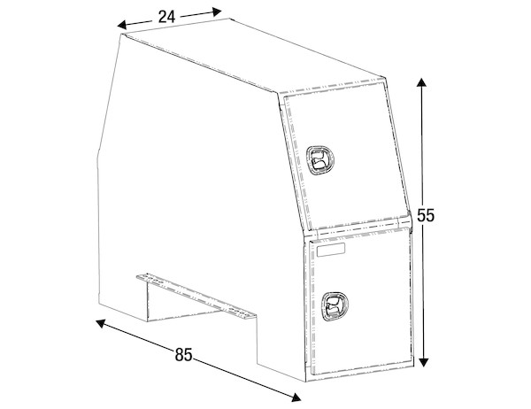 55x24x85 Inch Offset Floor White Steel Backpack Truck Box - 9.1 Inch Offset