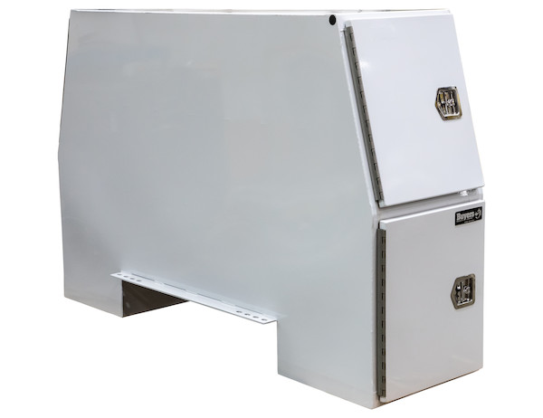 58x24x92 Inch White Steel Backpack Truck Tool Box - 8.5 Inch Offset Floor