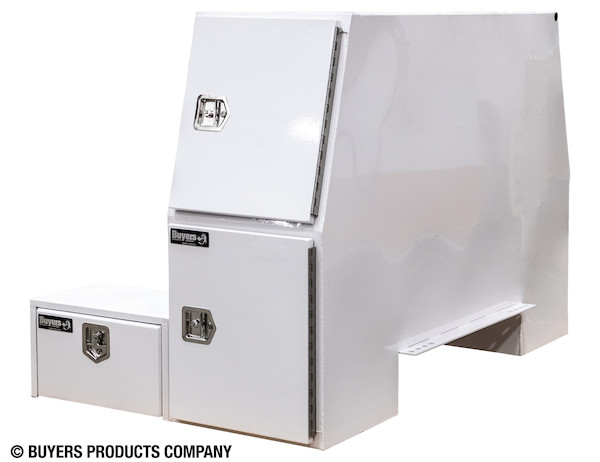 85x55x48 Inch White Steel L-Pack Backpack Truck Box - 16.35 Inch Offset