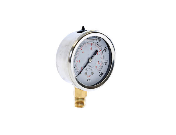Silicone Filled Pressure Gauge - Stem Mount 0-160 PSI