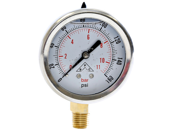 Silicone Filled Pressure Gauge - Stem Mount 0-500 PSI