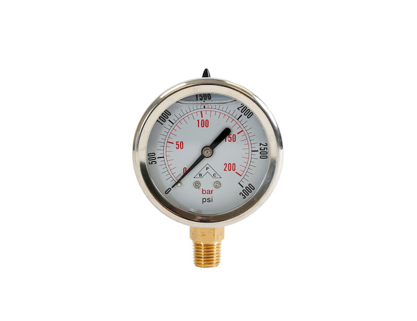 Silicone Filled Pressure Gauge - Stem Mount 0-3,000 PSI