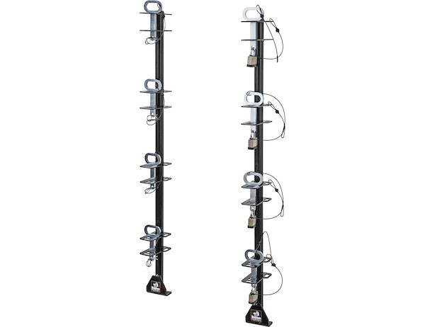4-Position Channel Style Lockable Trimmer Rack for Open Landscape Trailers