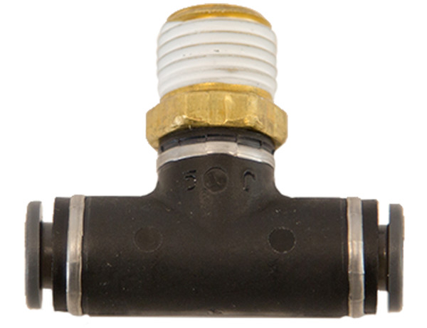 Brass/Poly DOT Push-In Swivel Male Branch Tee 3/8 Inch Tube OD x 3/8 Pipe Thread