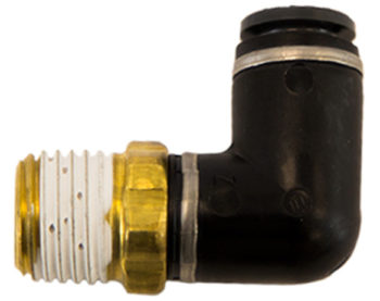 Brass/Poly DOT Push-In Swivel Male Elbow 3/8 Inch Tube OD x 3/8 Inch Pipe Thread