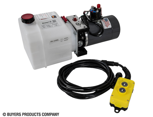 Buyers 3-Way DC Power Unit-Electric Controls Horizontal 0.75 Gallon Poly Reservoir