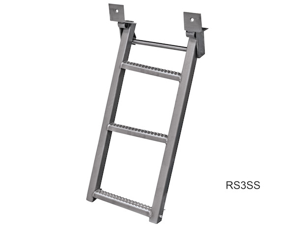 3-Rung Yellow Retractable Truck Steps with Nonslip Tread - 17.38 x 35 Inch