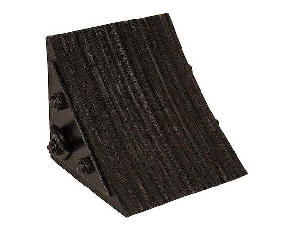 Heavy Duty Rubber Wheel Chock with Retaining Bracket for Chains 8.75x8x8 Inch