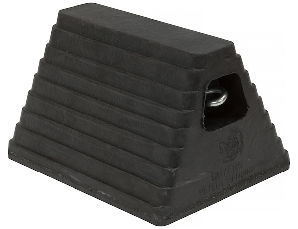 Heavy Duty Rubber Wheel Chock with Recessed Chain Eye 10x8x6 Inch